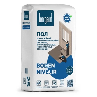 Наливной пол самовыравнивающийся BERGAUF Boden Nivelir 25 кг