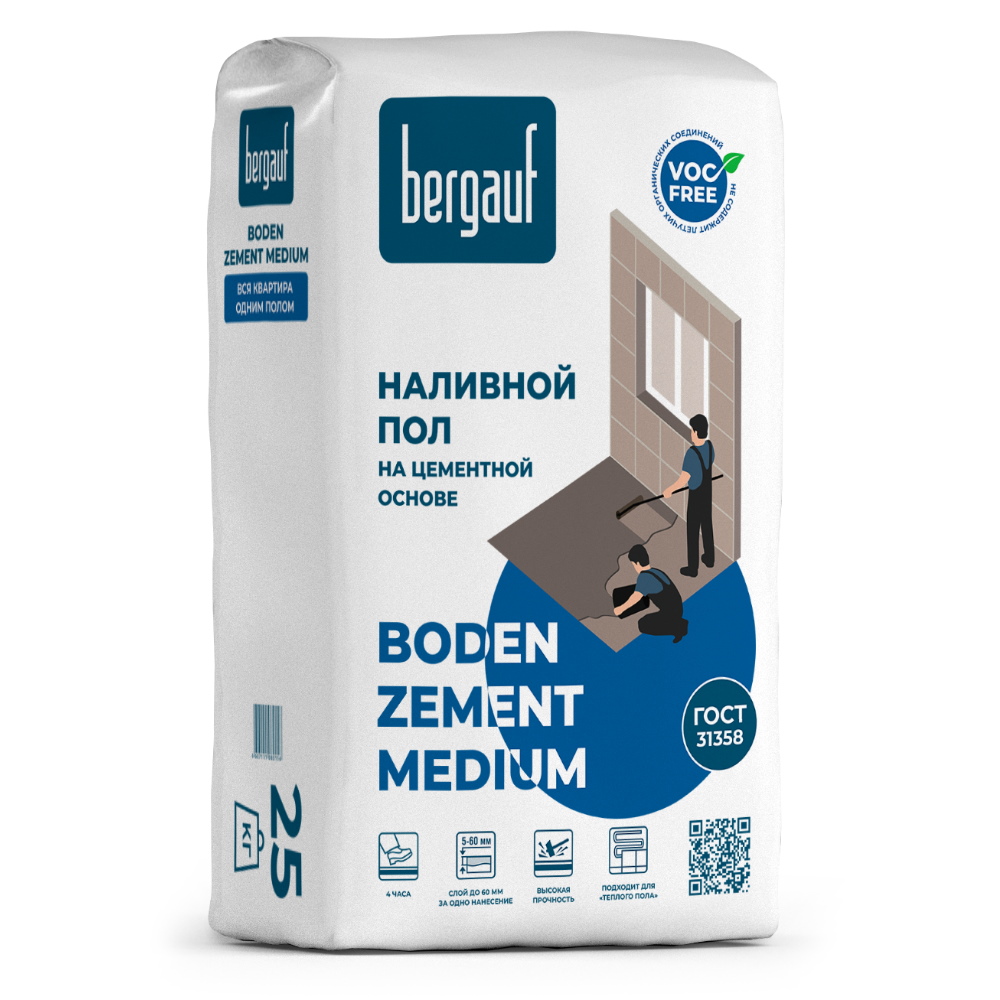 BERGAUF Наливной пол универсальный Boden Zement Medium 25 кг в Москве ...