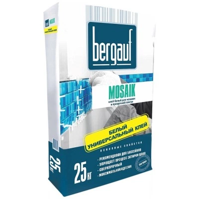 Клей для мозаики и плитки BERGAUF Mosaik белый 25 кг
