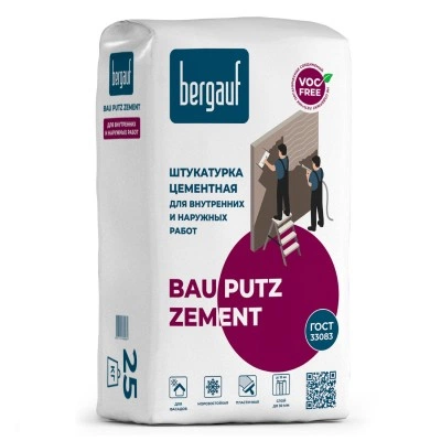 Штукатурка цементная BERGAUF Bau Putz Zement 25 кг